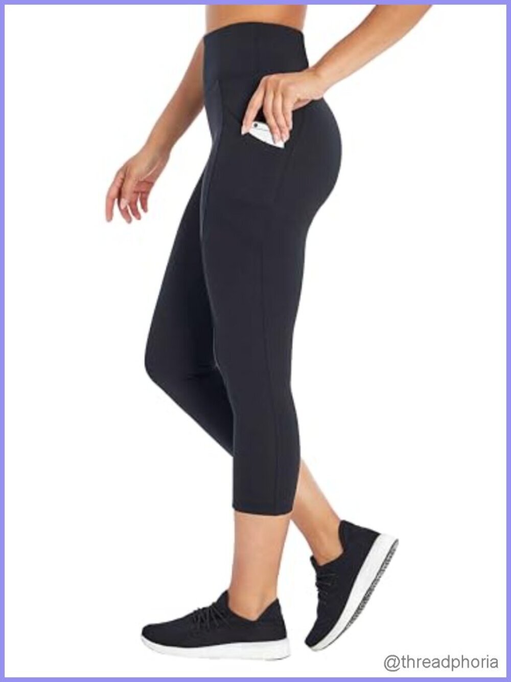 High Rise Tummy Control Mid-Calf Leggings with Pockets